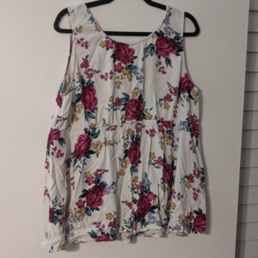 🌹 Torrid Multicolor Floral Button-Front Sleeveless Babydoll Rose Size 2 (18/20) - Picture 4 of 4